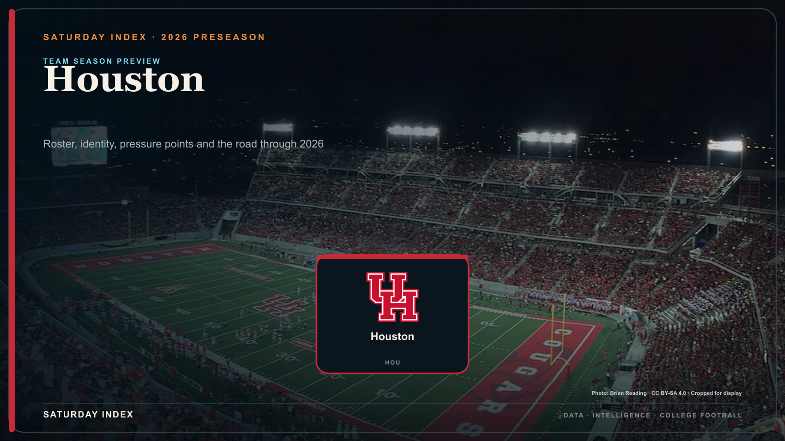 Saturday Index 2026 season preview graphic for Houston over an attributed view of TDECU Stadium.