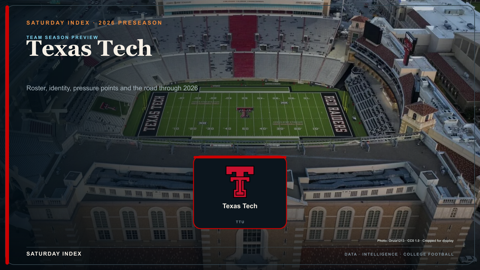 Saturday Index 2026 season preview graphic for Texas Tech over an attributed view of Jones AT&T Stadium.